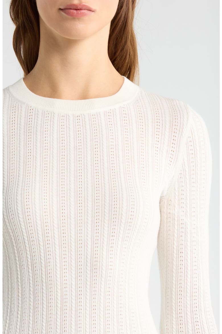 Ophelia Pointelle Stitch Organic Cotton & Silk Blend Sweater, Alternate, color, IVORY