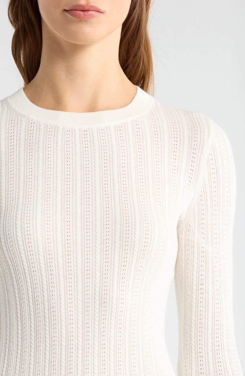 PAIGE Ophelia Pointelle Stitch Organic Cotton & Silk Blend Sweater, Alternate, color, Ivory