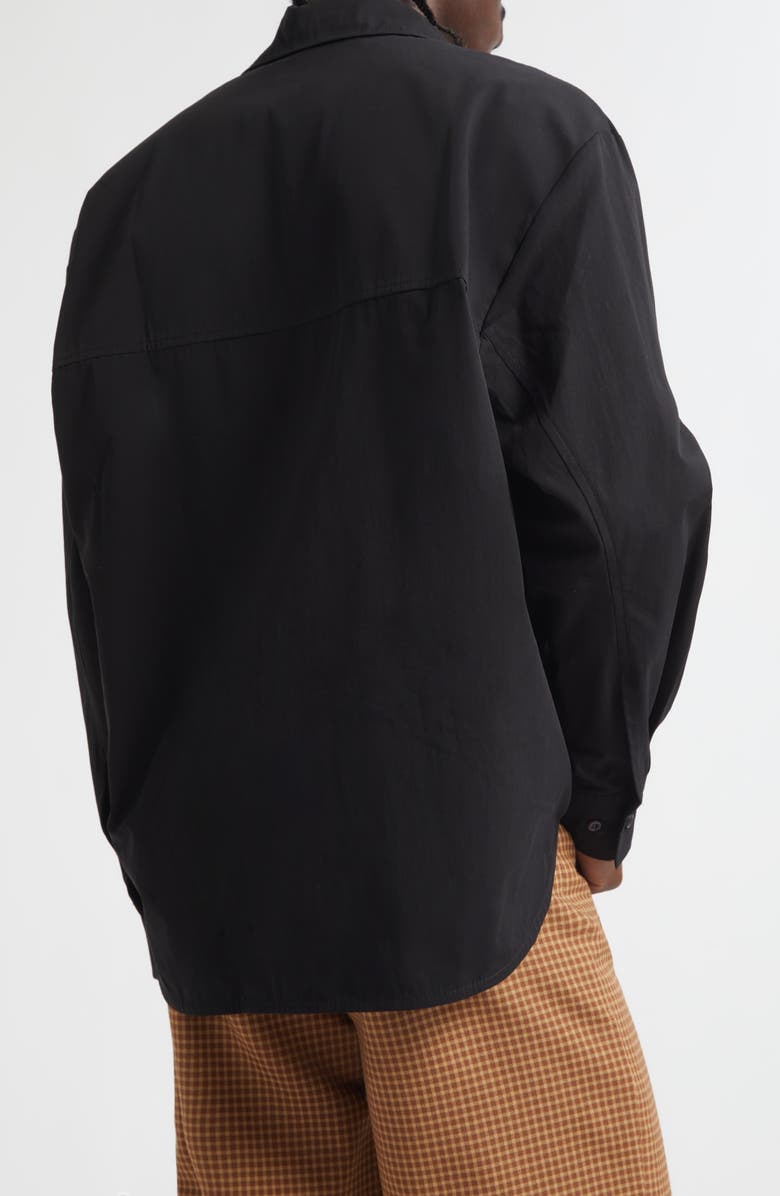 Séfr Trino Cotton Poplin Button-Up Shirt, Alternate, color, Black Fine Poplin