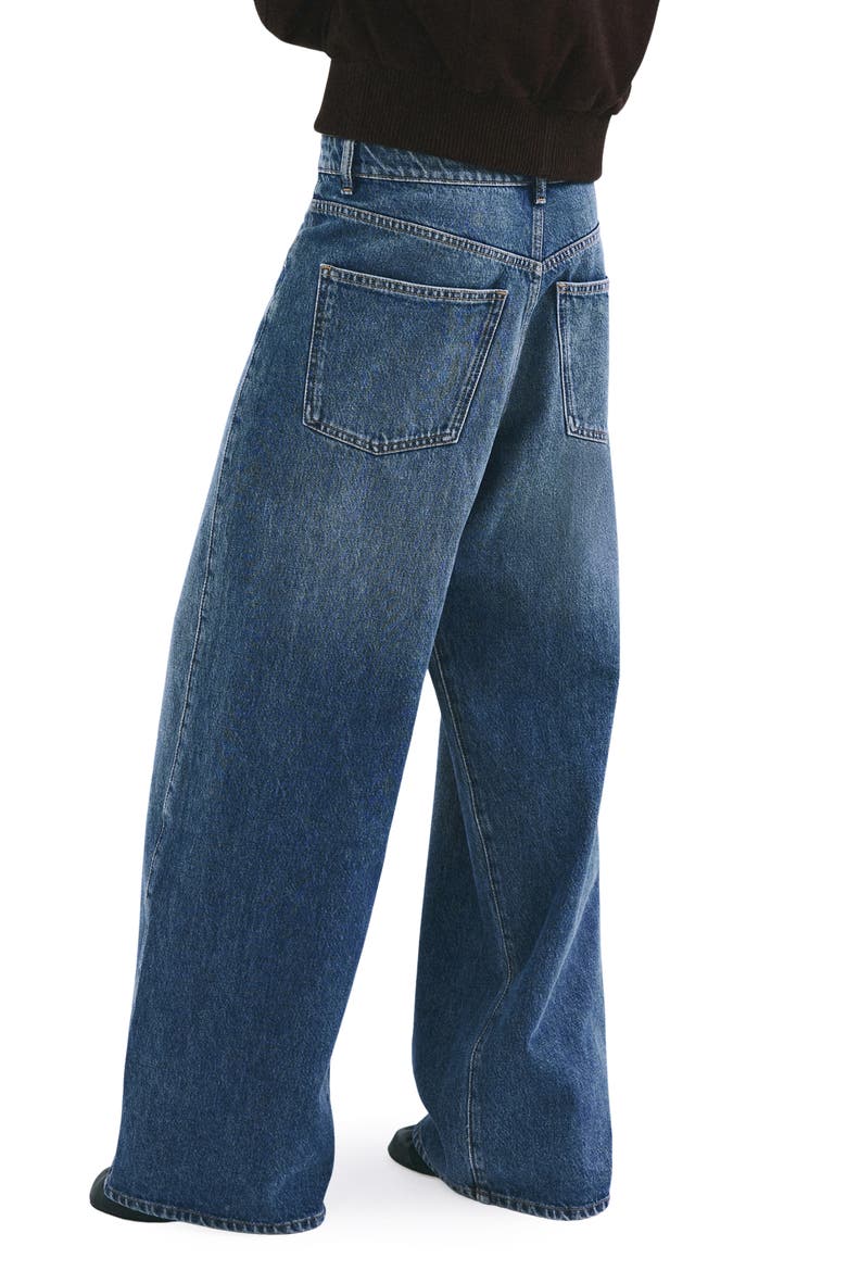 Foldover Mid Rise Balloon Jeans, Alternate, color, MEDIUM BLUE
