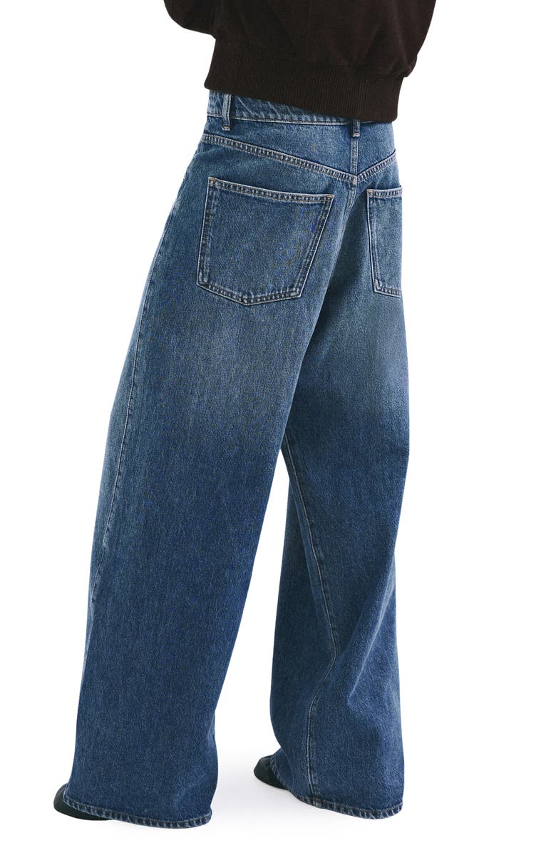 MANGO Foldover Mid Rise Balloon Jeans, Alternate, color, Medium Blue