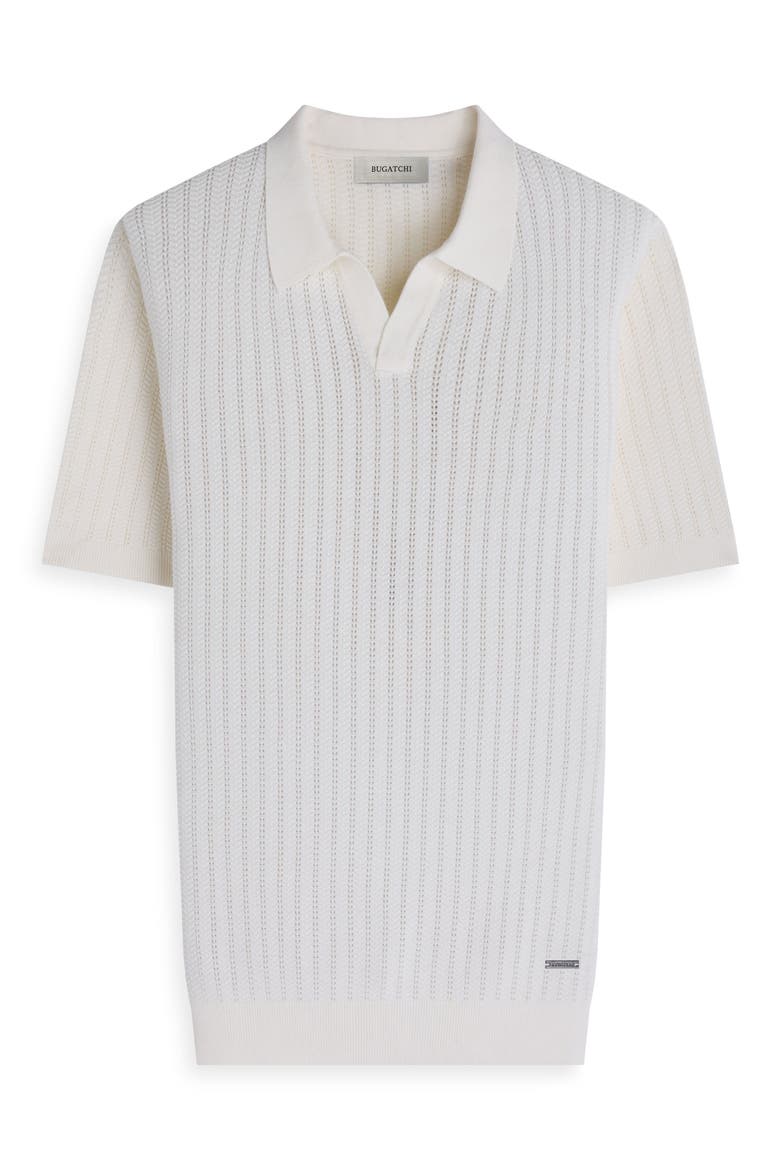 Pointelle Stitch Cotton & Silk Polo Sweater, Alternate, color, CHALK