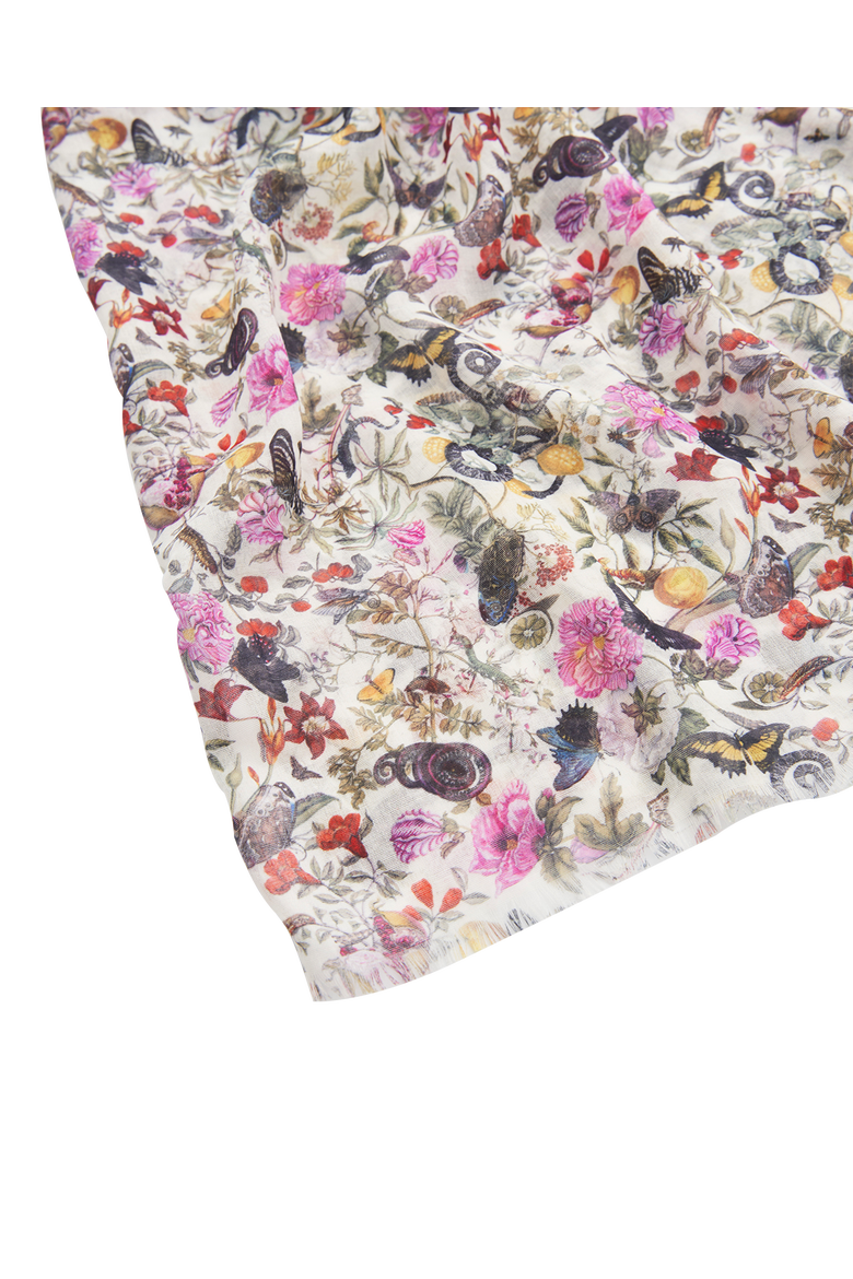 Floral Engravings Lightweight Scarf, Alternate, color, Ivory