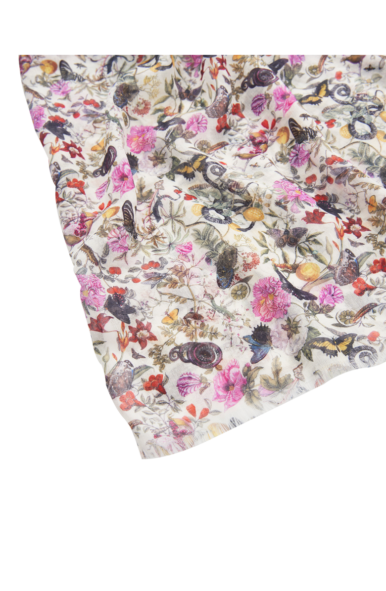 Fable England Floral Engravings Lightweight Scarf, Alternate, color, Ivory