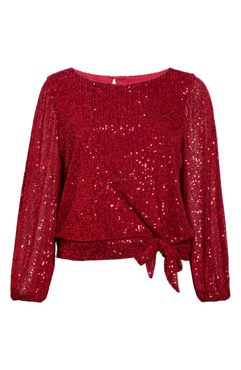 Sequin Tie Hem Top