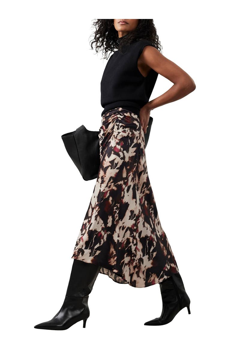 MINT VELVET Abstract Print Midi Skirt, Alternate, color, Burgundy