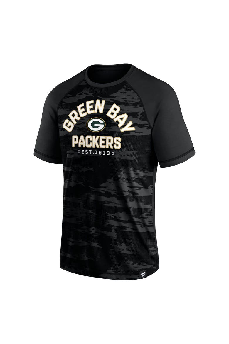 Men's Fanatics Branded Green Bay Packers Blackout Hail Mary Raglan T-Shirt, Alternate, color, Black
