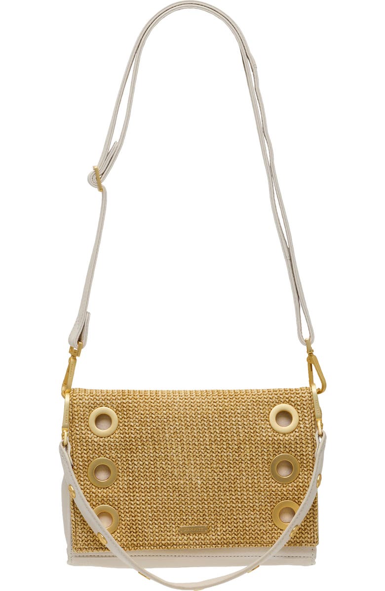HAMMITT Small Montana Clutch, Alternate, color, Calla Lily White Raffia/ Gold