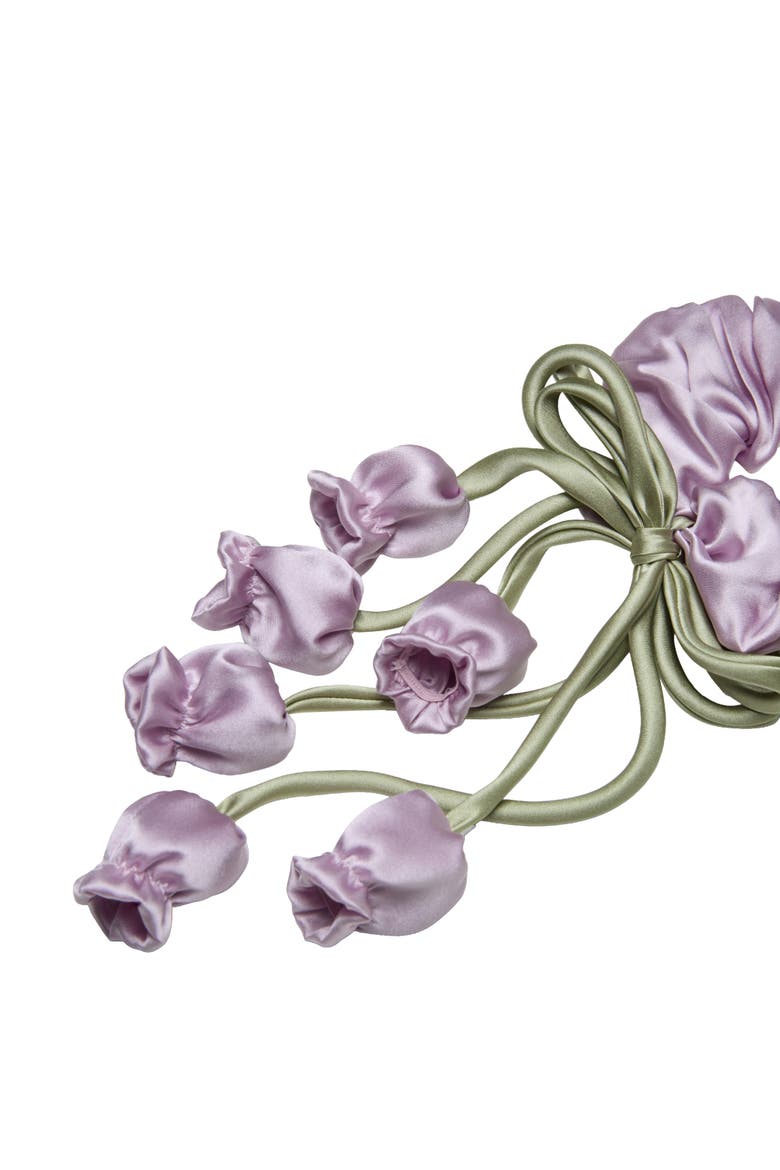 Lily of the Valley Silk Hair Tie Scrunchie, Alternate, color, Purple