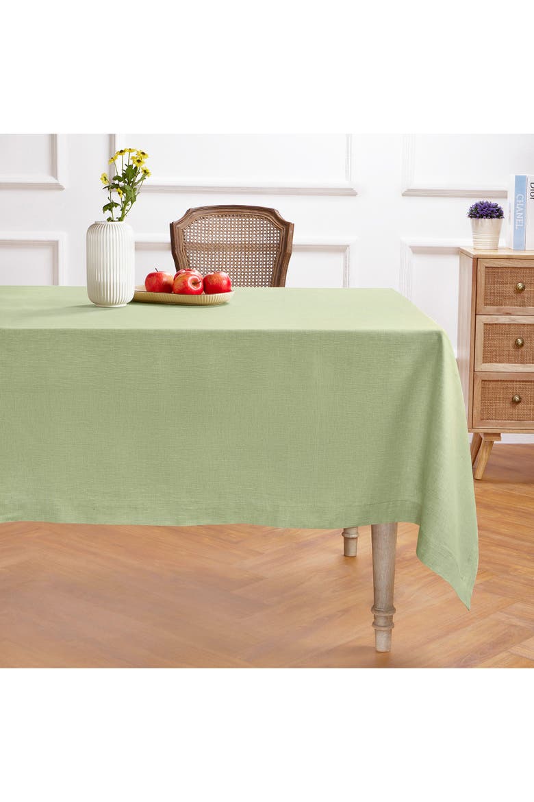 Linen Tablecloth - Athena, Alternate, color, Chambray Olive