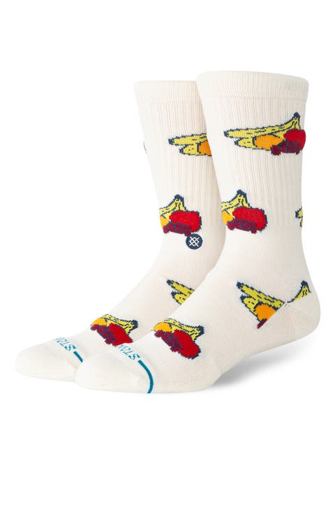 Fruits Combed Cotton Blend Crew Socks