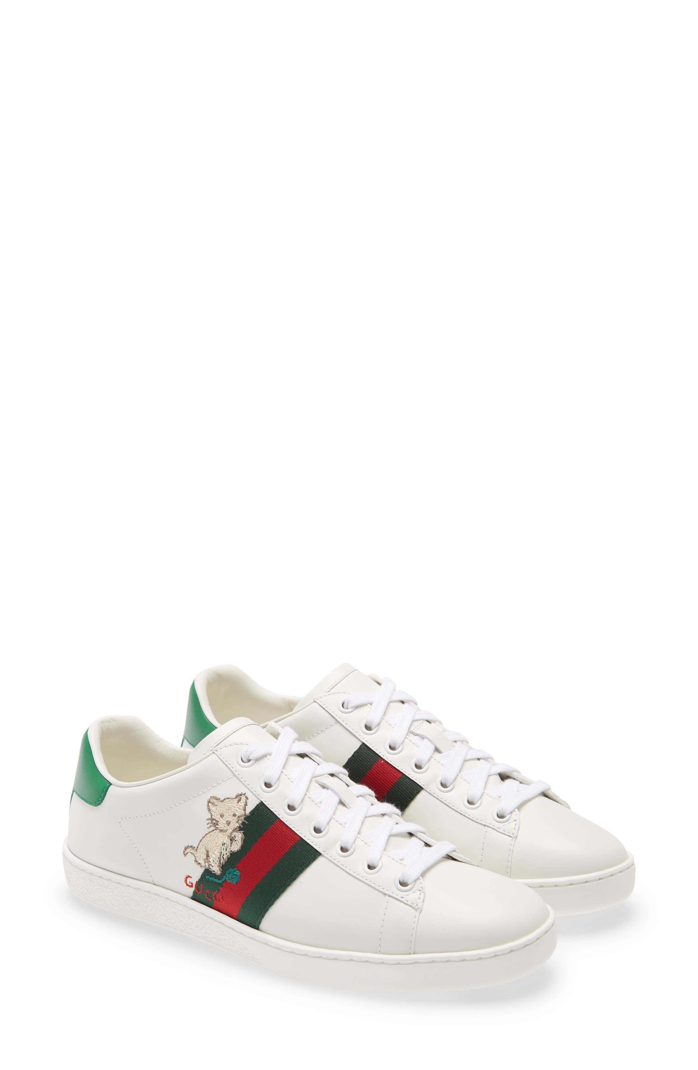 Gucci New Ace Embroidered Tennis Sneaker, Main, color, 