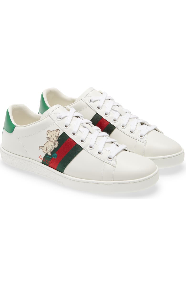 Gucci New Ace Embroidered Tennis Sneaker, Main, color,