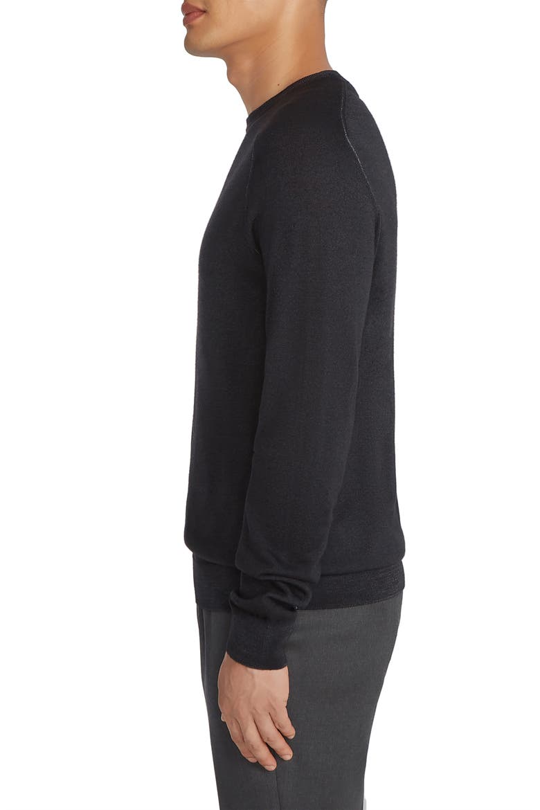 Crewneck Merino Wool Sweater, Alternate, color, BLACK
