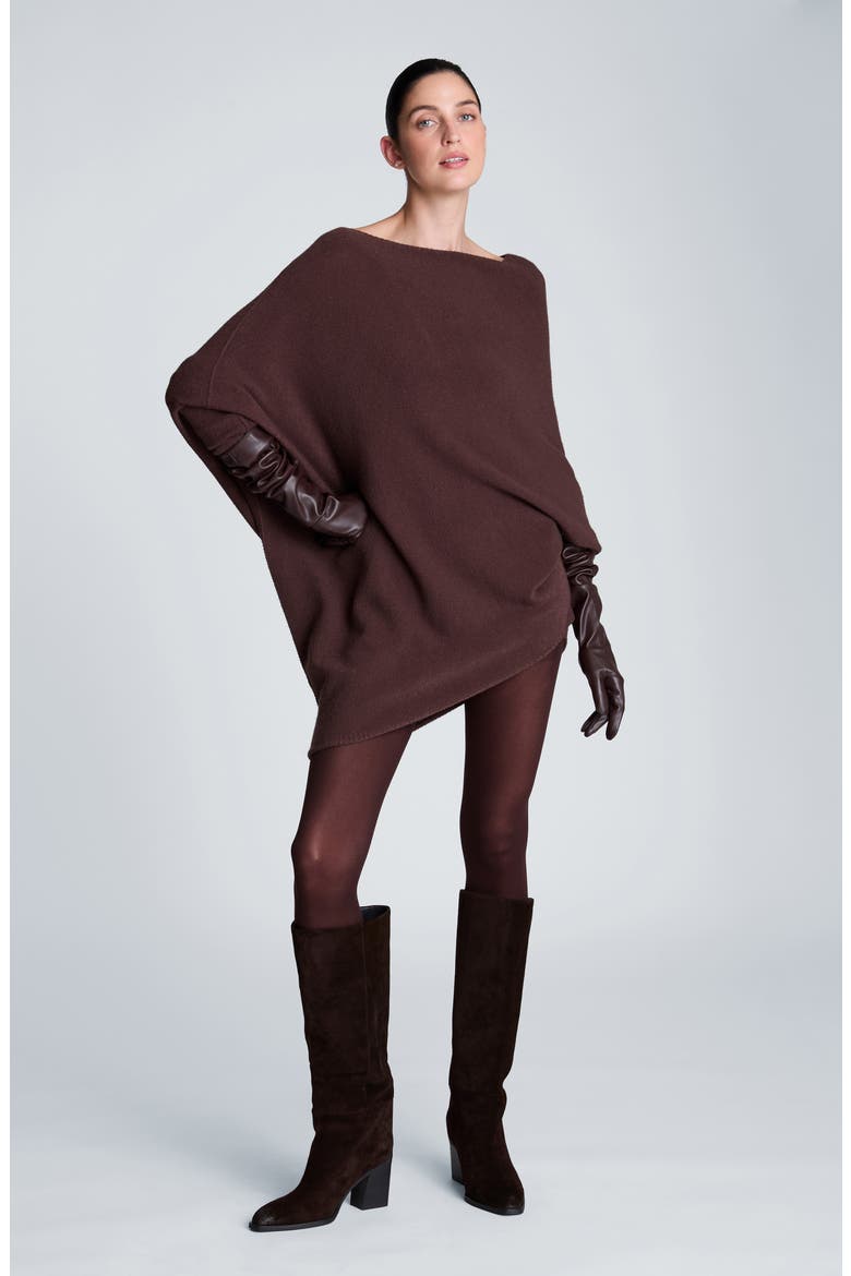 Asymmetric Drape Neck Sweater, Alternate, color, MEDIUM BARK