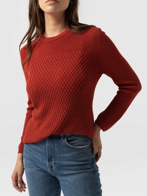 Saint + Sofia Honeycomb Rib Sweater In Orange