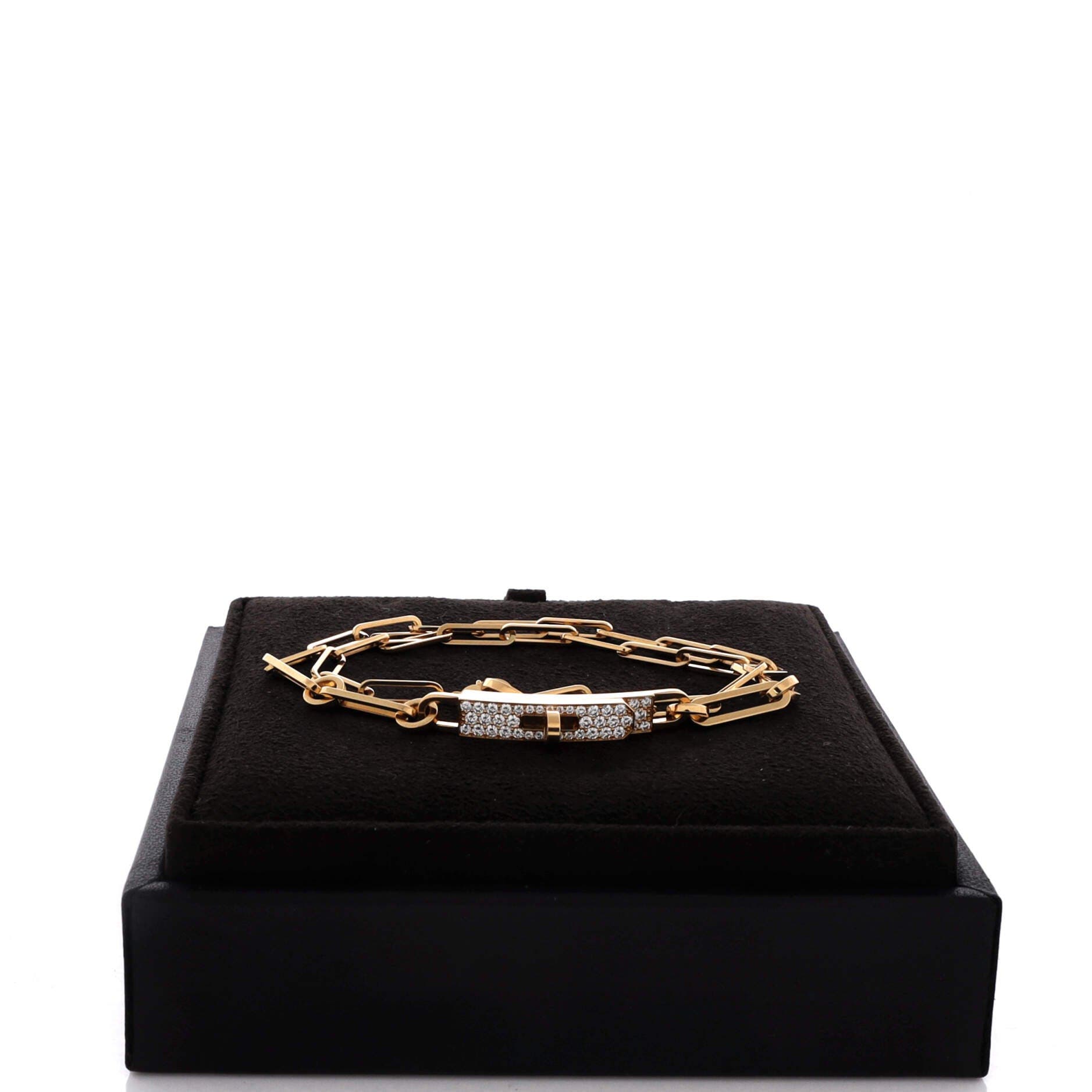 Kelly Chaine Double Tour Convertible Bracelet 18K Yellow Gold and Pave Diamonds Small, Alternate, color, Metallic Gold