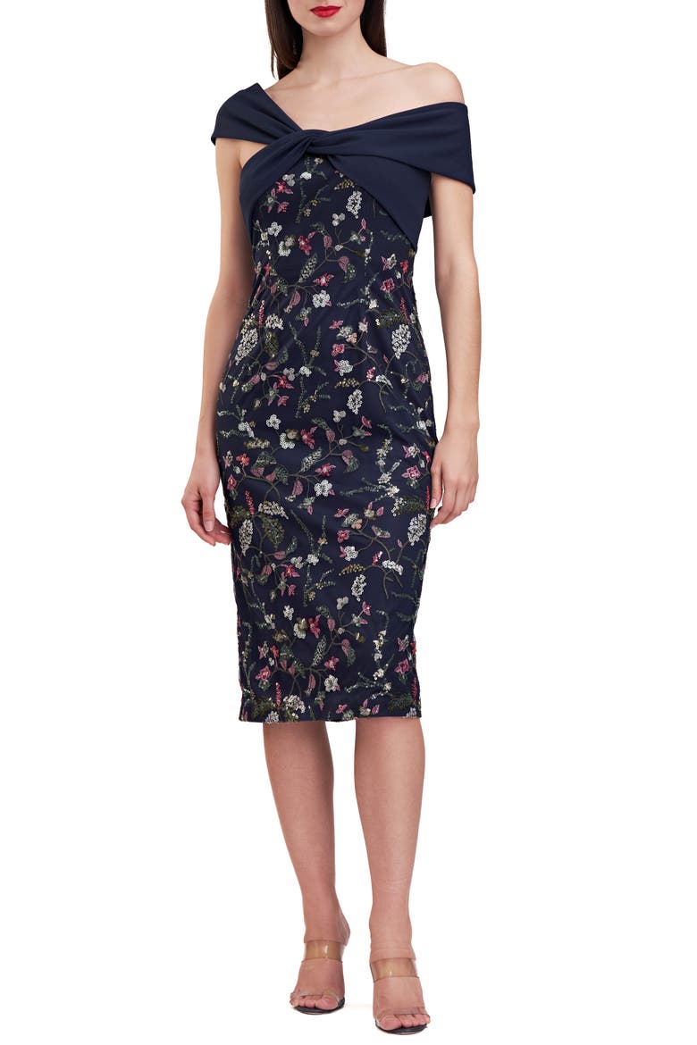 Jeanne Sequin Embellished Asymmetric Cocktail Dress, Main, color, DEEP NAVY