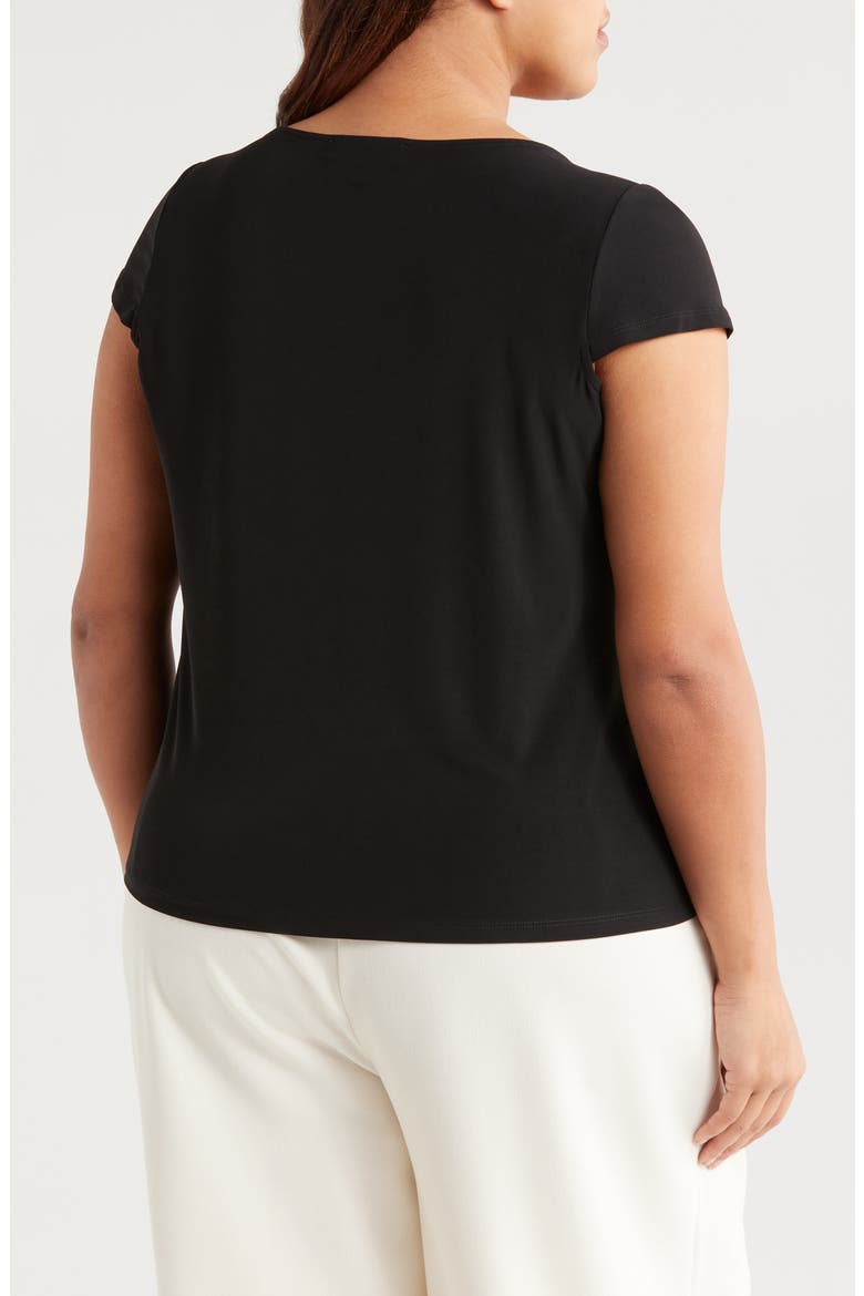 Cap Sleeve Cowl Neck Top, Alternate, color, BLACK