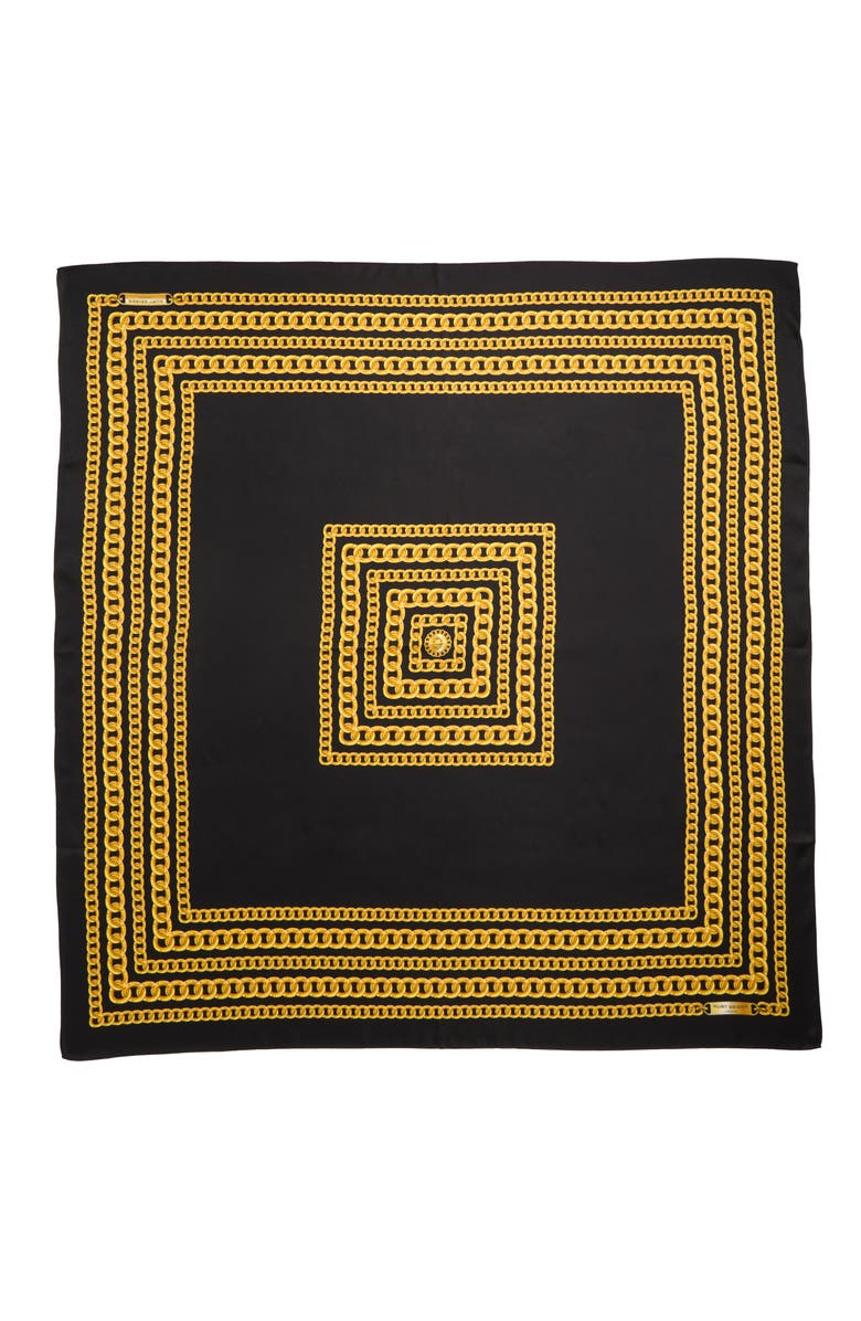 Kurt Geiger London Large Chain Stripe Silk Square Scarf, Alternate, color, Black