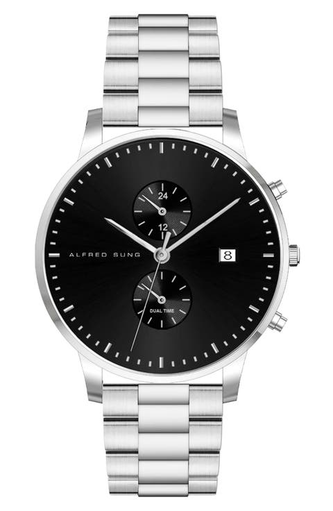 Dual Time Bracelet Watch, 42mm
