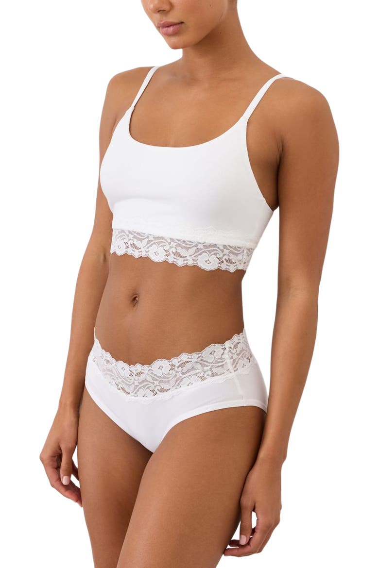 Lace Modern Scoop Bralette Made With Organic Cotton, Alternate, color, White