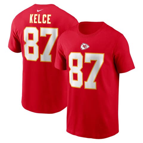 Men's Nike Travis Kelce Red Kansas City Chiefs Player Name & Number T-Shirt