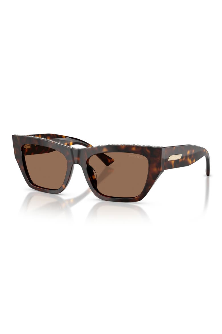 JC5035BF 54mm Cat Eye Sunglasses, Alternate, color, HAVANA / DARK BROWN