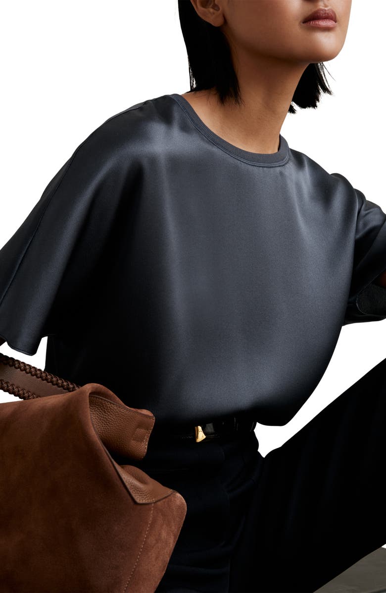 Reiss Lena Dolman Sleeve Silk Top, Alternate, color, Blue