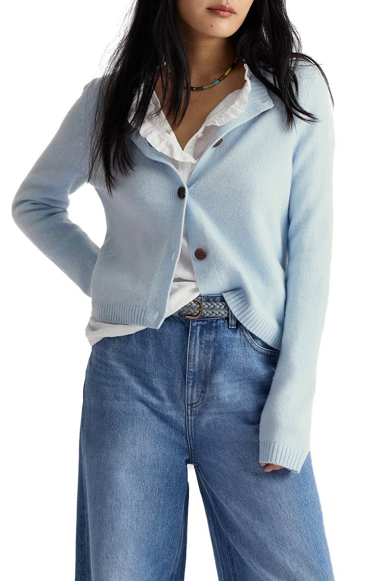 Tern Tide Merino Wool Blend Cardigan, Main, color, KNIT MELANGE ICE BLUE