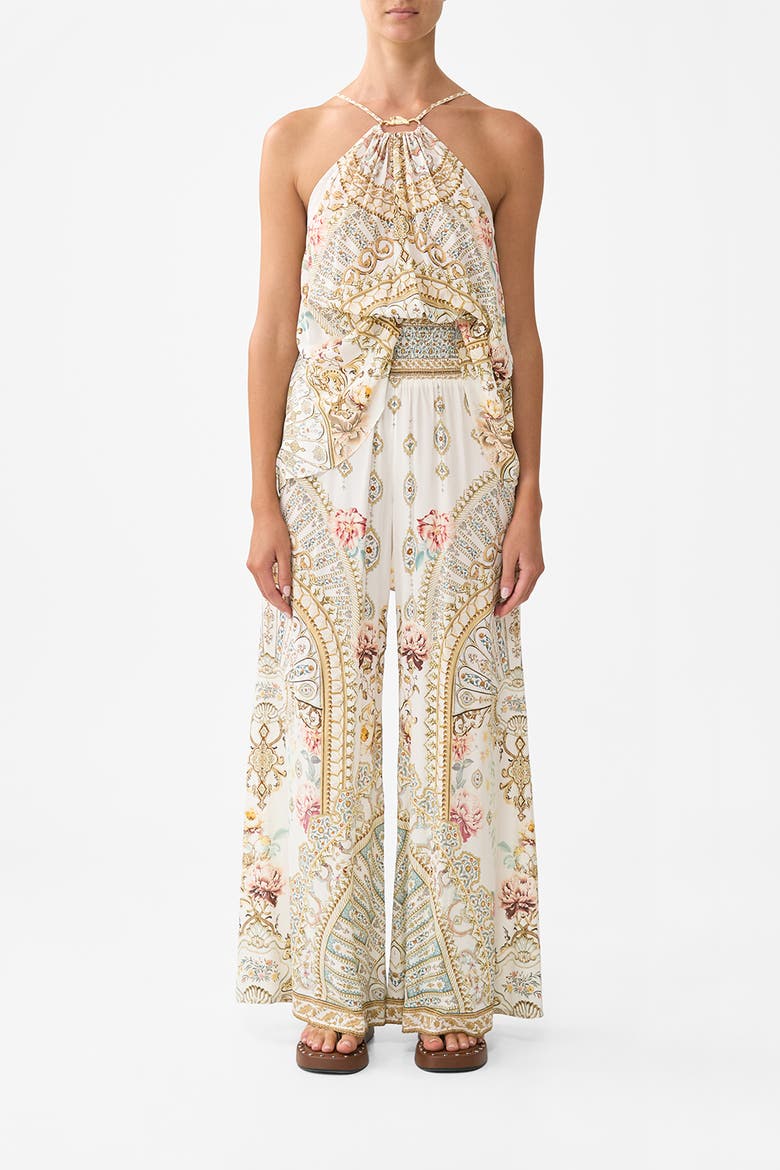 Shirred Waist Pant Ottoman Dynasty, Main, color, Ottoman Dynasty