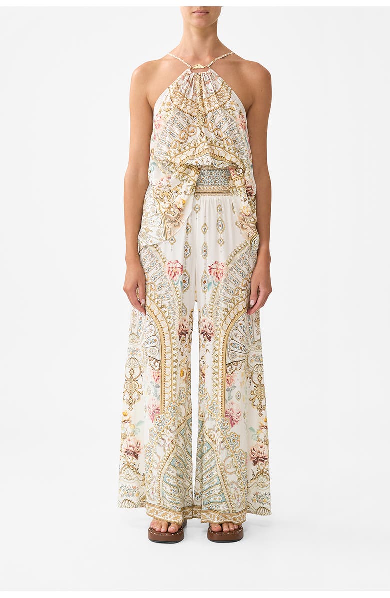 Camilla Shirred Waist Pant Ottoman Dynasty, Main, color, Ottoman Dynasty