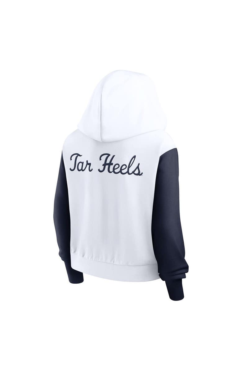 Jordan Brand Women's Jordan Brand White North Carolina Tar Heels Cropped Athletic Prep Color Block Script Full-Zip Hoodie, Alternate, color, White