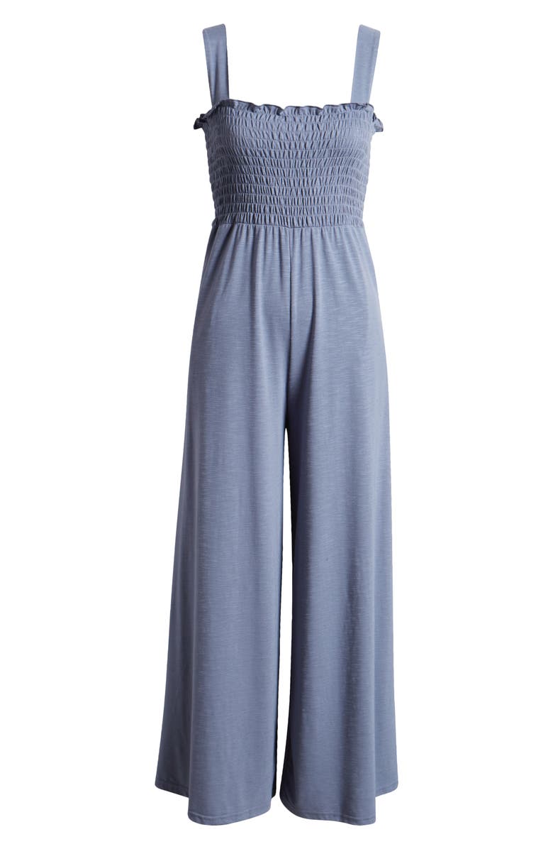 Roxy Just Passing By Smocked Wide Leg Jumpsuit, Alternate, color, Wild Wind