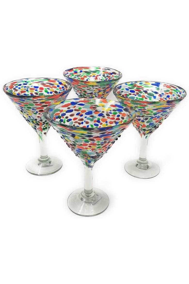 Confetti Rock Modern Margarita Glasses - Set of 4, Main, color, Confetti