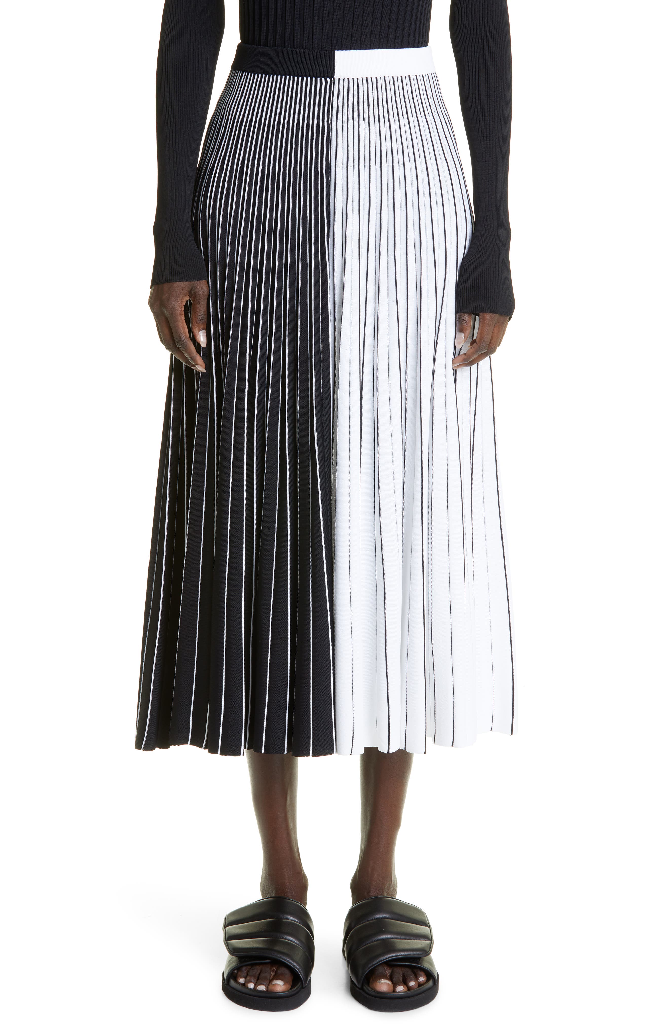 PARTOW Gigi Colorblock Pleated Knit Skirt (Women) | Nordstrom