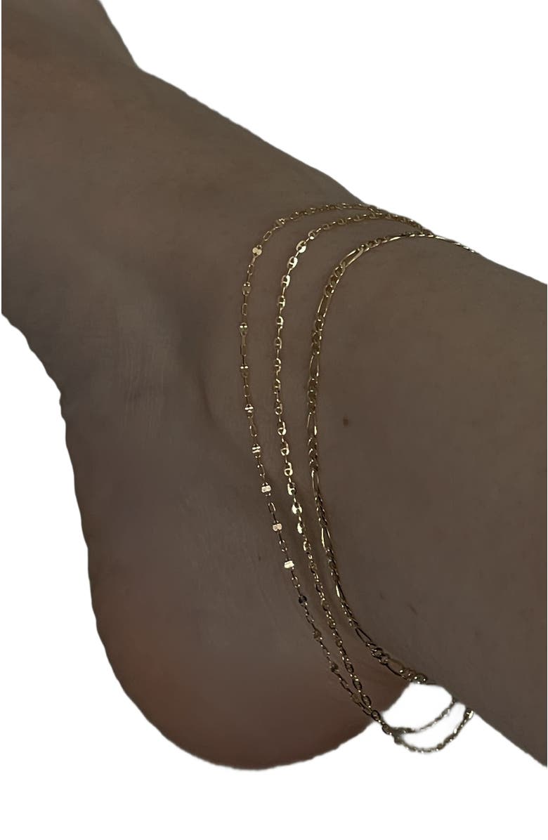 Kinn Diamond Cut Rolo Chain Anklet, Alternate, color, Gold
