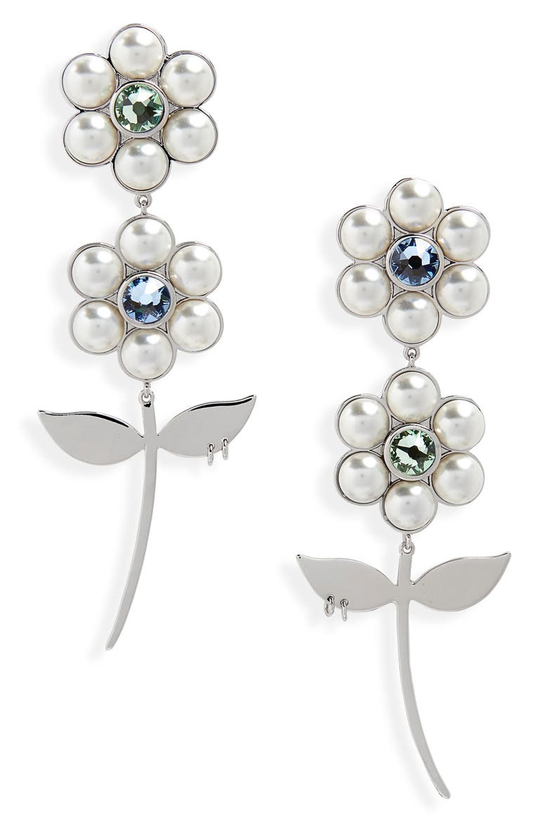 Naia Twin Earrings, Main, color, RHODIUM BRASS
