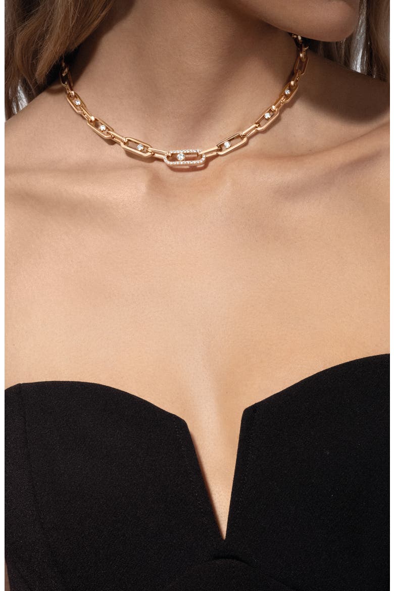 Move Link Diamond Necklace, Alternate, color, YELLOW GOLD