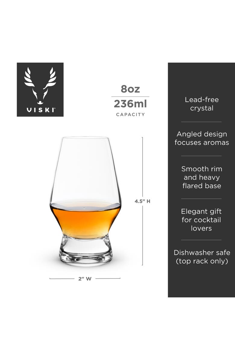 Viski Raye Crystal Footed Scotch Glasses Set of 2, Alternate, color, Clear