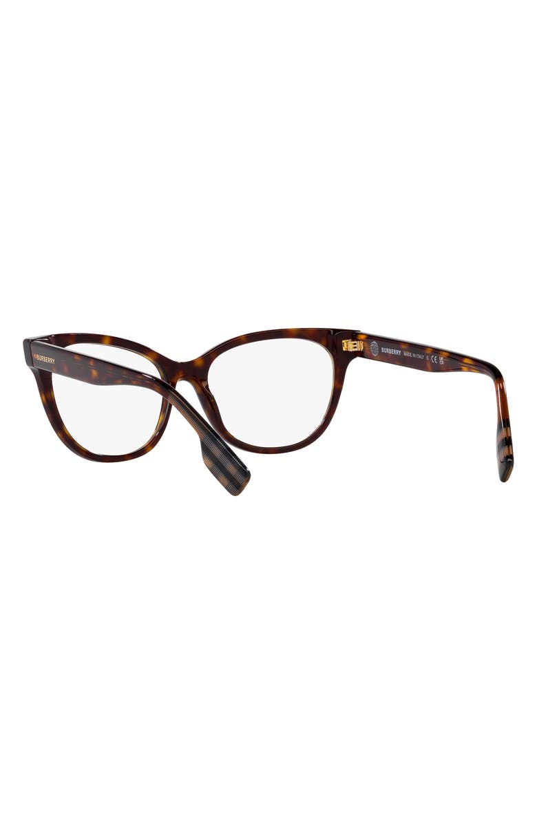 Burberry Evelyn 53mm Cat Eye Optical Glasses, Alternate, color, Dark Havana