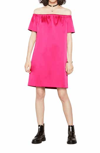 maje Off the Shoulder Satin Dress