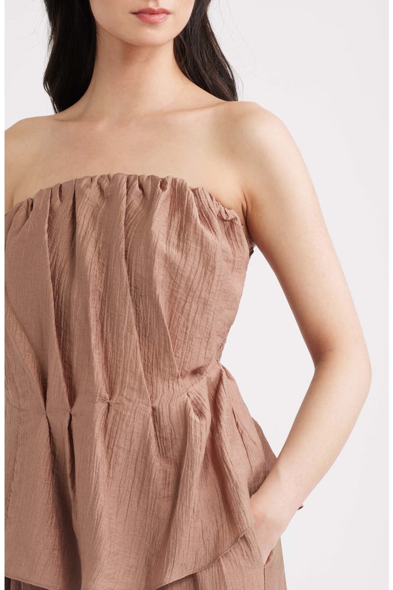 Lumin Pleated Strapless Peplum Top, Alternate, color, SIENNA