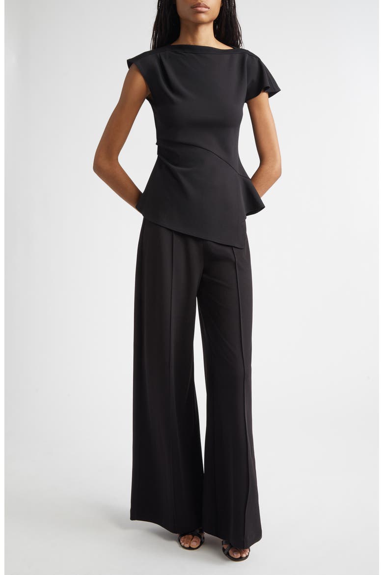 Luelle Asymmetric Peplum Top, Alternate, color, BLACK