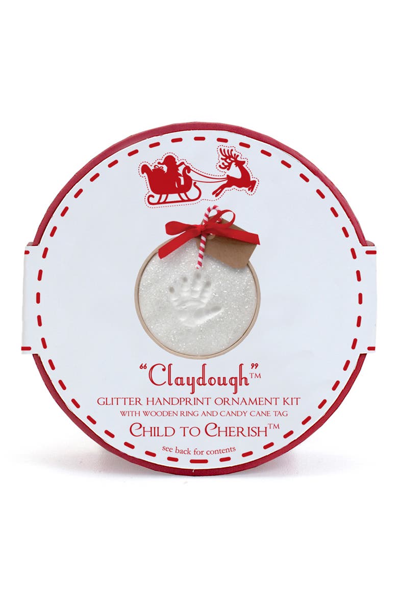 Holiday Glitter Handprint Ornament Kit, Main, color, RED