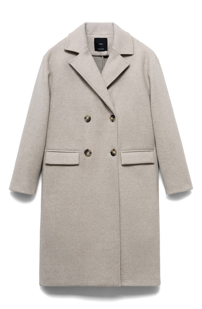 MANGO Double Breasted Coat, Main, color, Medium Brown