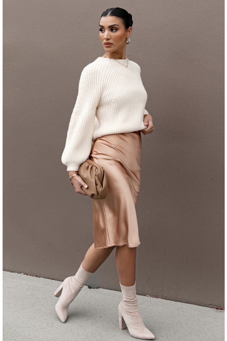London Blouson Sleeve Sweater, Alternate, color, BEIGE