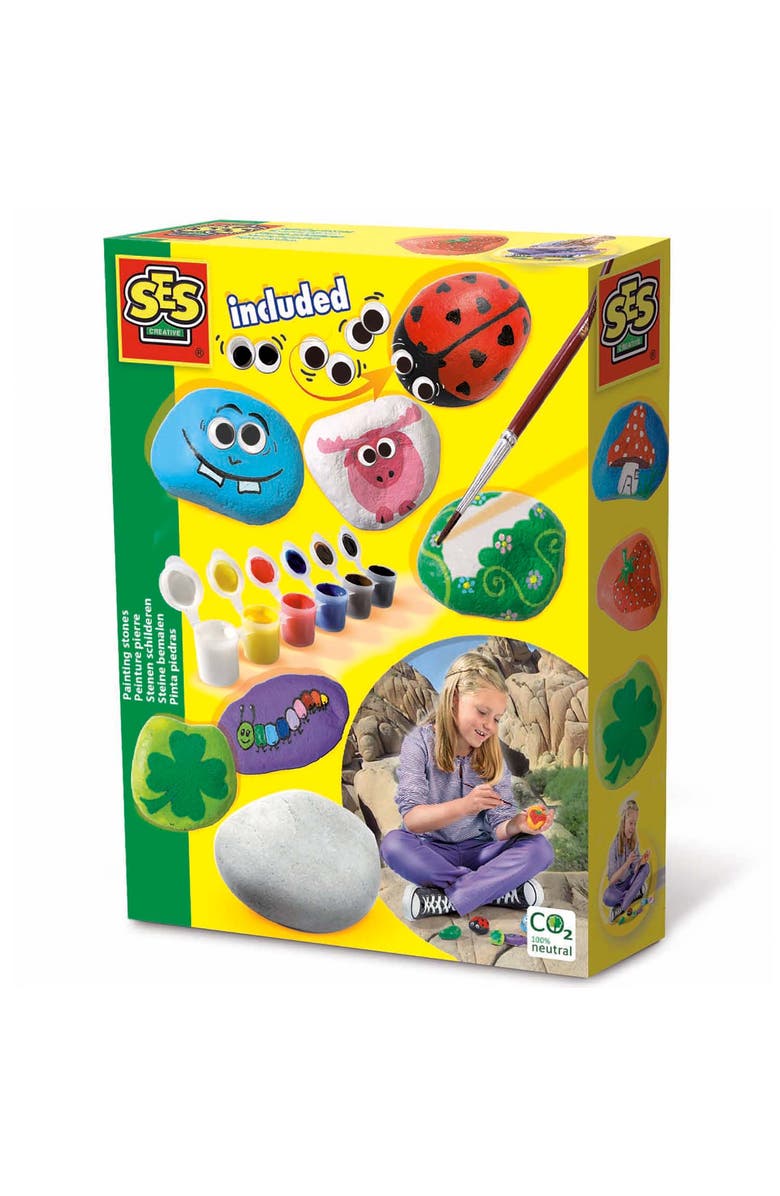 SES Creative Painting Stones Kit Diy Rock Painting, Ages 5+, Main, color, Multicolored