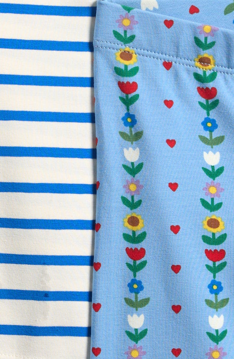 Mini Boden Kids
 Assorted 3-Pack Stretch Cotton Blend Bicycle Shorts, Alternate, color, Glacier Blue Sunflower Garden