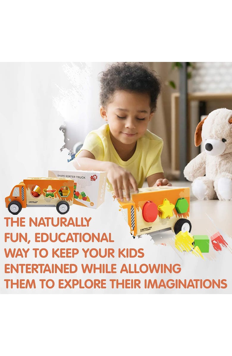Leo & Friends Shape Sorting Dump Truck - Toddlers Educational Shape Sorter Car, Alternate, color, Orange